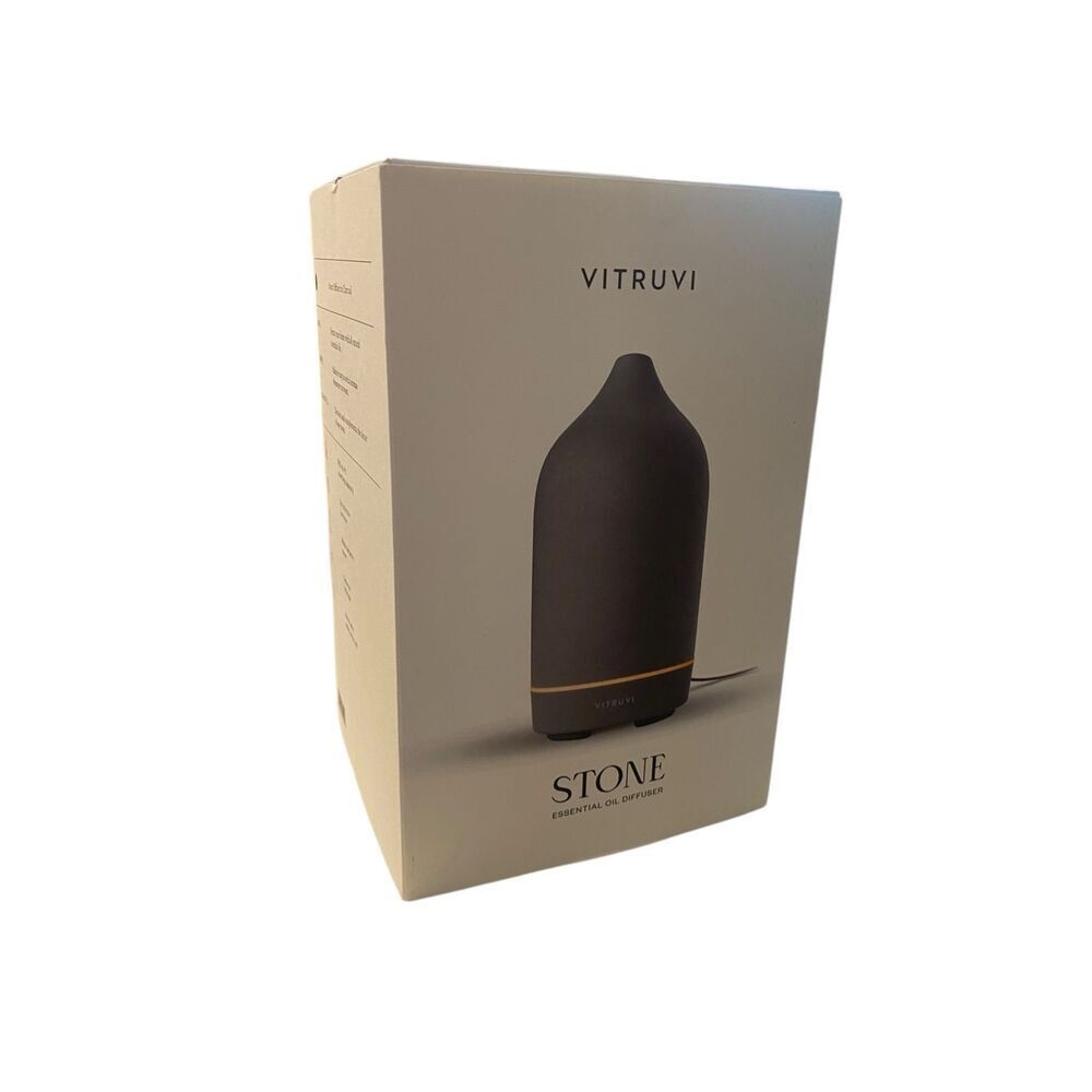 Vitruvi Stone Diffuser, Ceramic Ultrasonic Essential Oil Diffuser Black‎ NIB